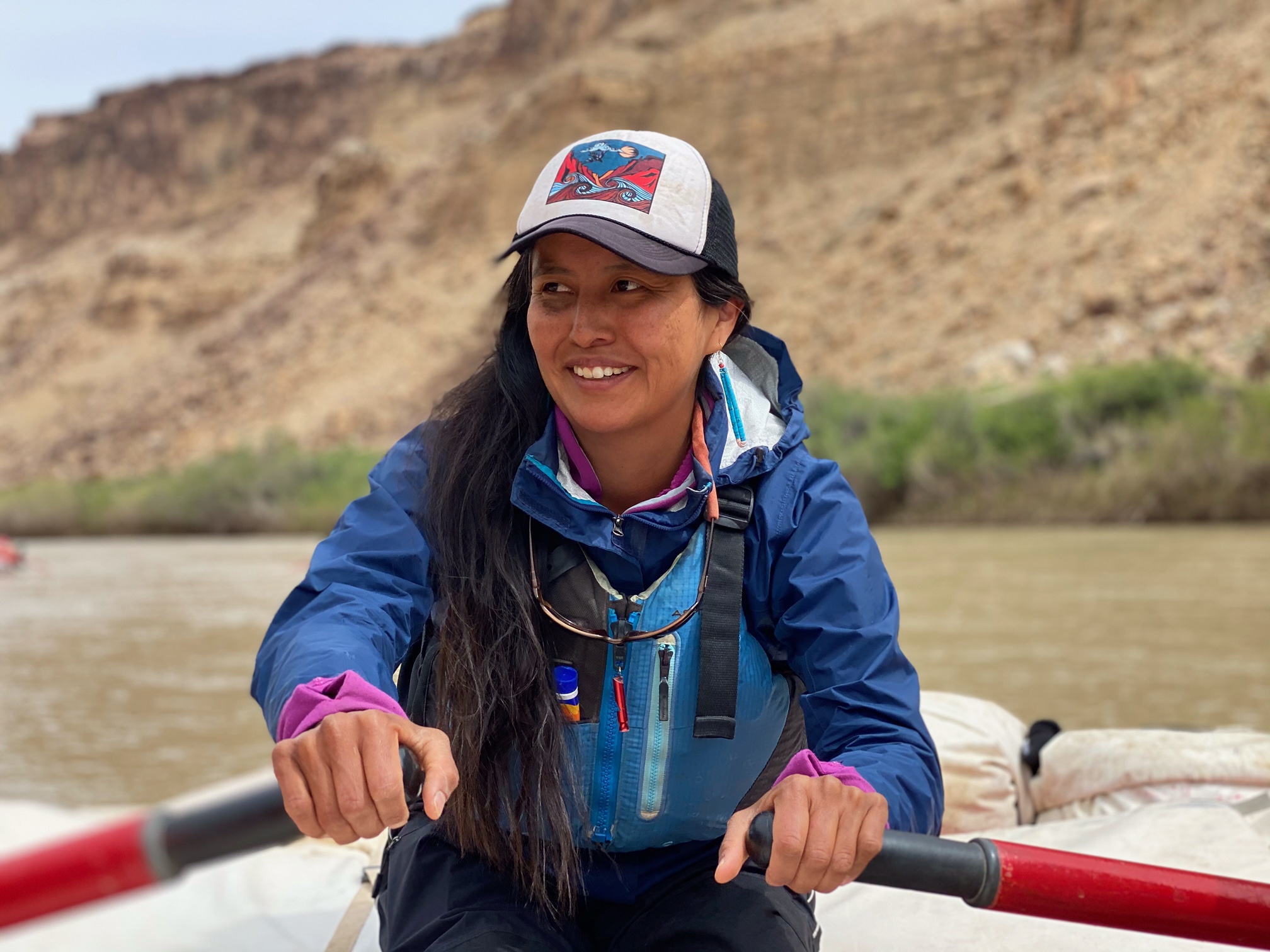 Colleen on a guide training trip on the Green River in Utah, May 2021. Photo credit: Lauren Wood.