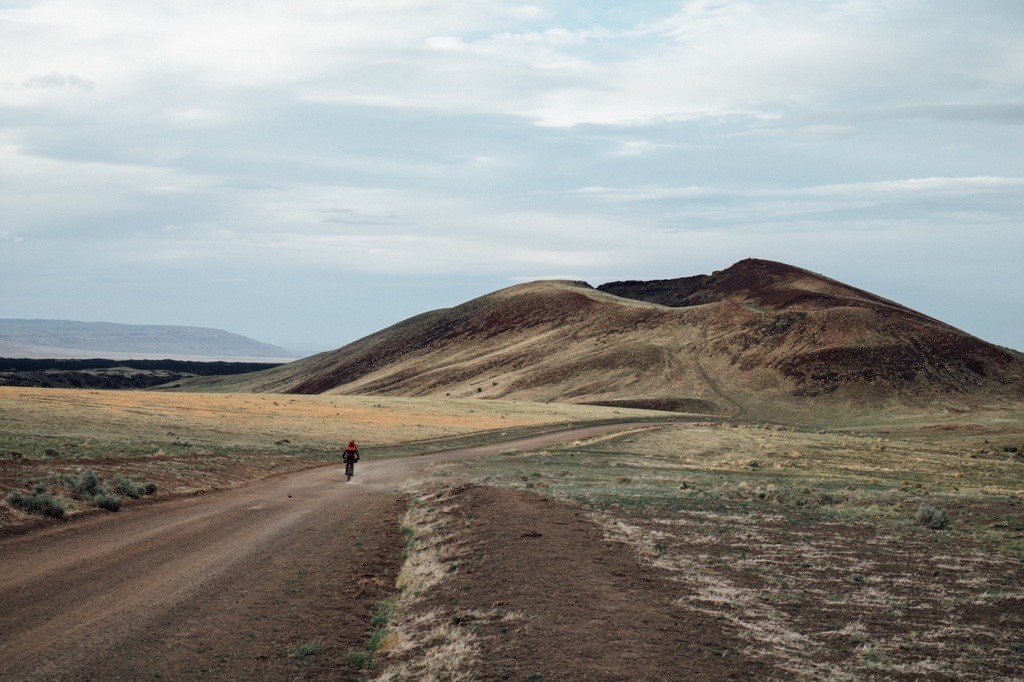 Mountain biker on a gravel road near Flagstaff, Arizona