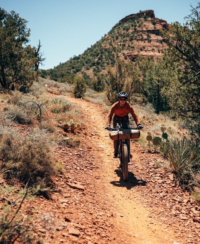 Bikepacker riding in Sedona, Arizona